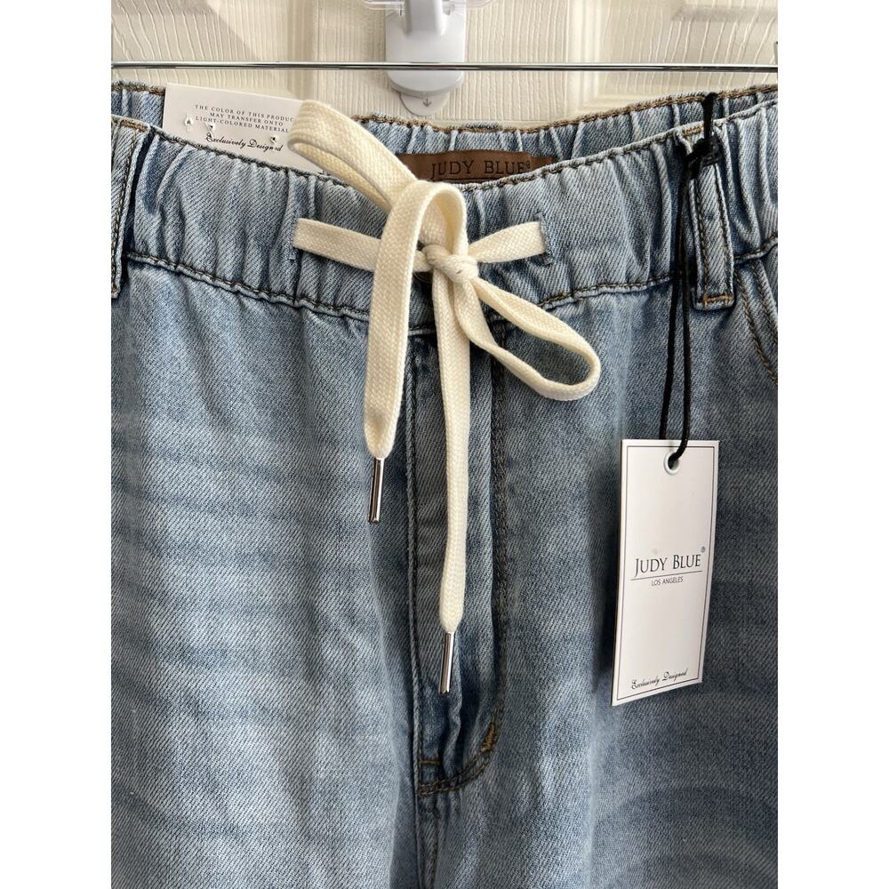 JUDY BLUE Light Palazzo Fit High Waist Featherweight Drawstring Jeans 14W NWT - Picture 4 of 16